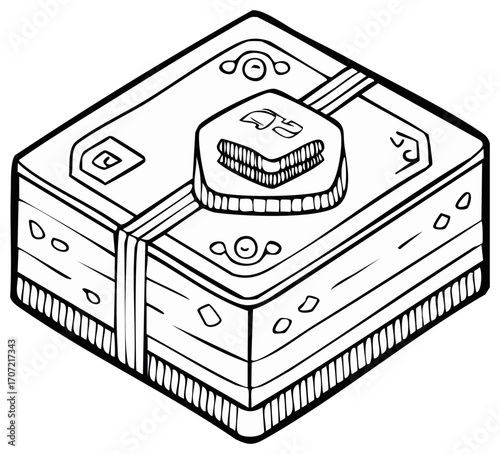 Isometric Style Line Art Game Box, Board Game, Outline Graphics, Vector Illustration