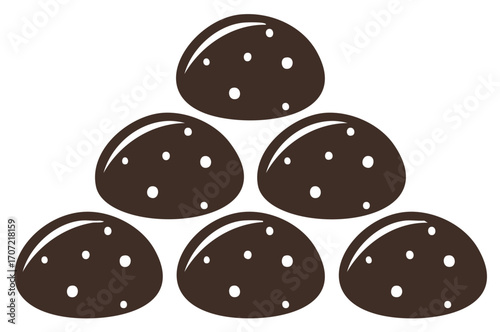 Heap of chocolate chip cookies in a pyramid arrangement