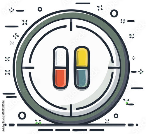 Targeted Medication Capsule Focus Vector Illustration Wellness Health Precision Treatment Remedy