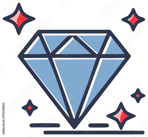 Sparkling diamond gemstone with glowing starbursts and subtle shine effects