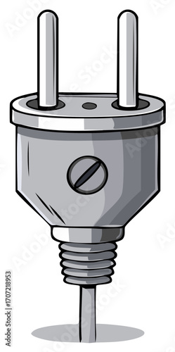 Illustration of Type C Europlug Electrical Plug, two round pins for electrical socket outlets used in Europe