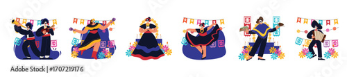 Colorful Día de los Muertos Celebration Illustration