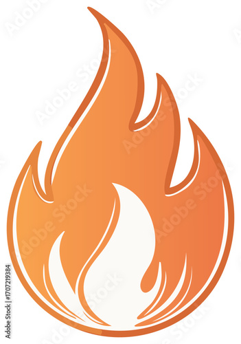Vibrant orange flame icon with glowing effect and stylized wisps of fire