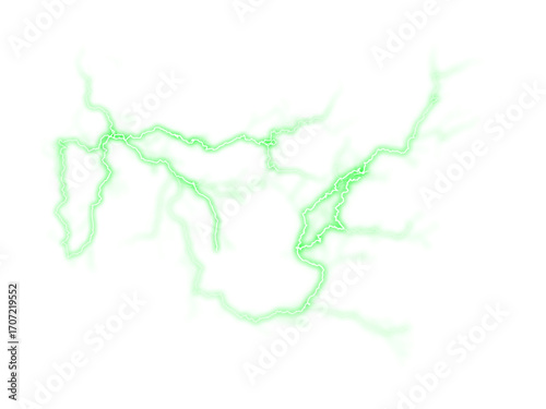 Lightning flash breaks the colored storm as thunderbolt glows across the sky. Spark and PNG lightning light shine behind a powerful bolt of thunder. PNG strike and colored energy gleam bright.