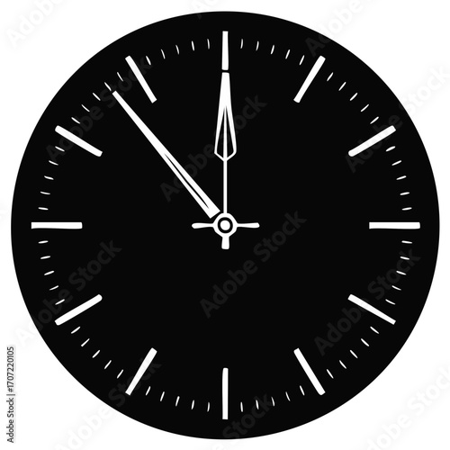Clock Face Showing Time Approaching Noon Illustration, Time Management Concept