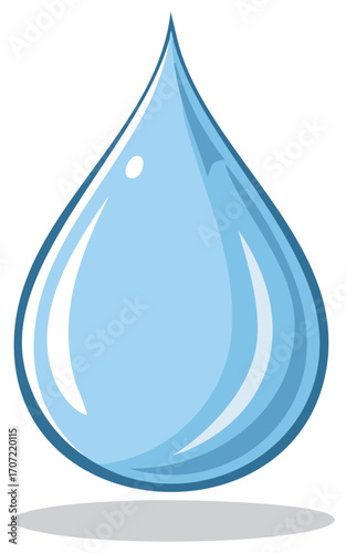Shiny Water Droplet Illustration Cartoon Blue Shape Graphic Wet Clean Liquid Aqua