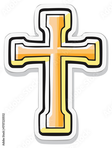 Stylized Christian Cross Symbol with Yellow and Orange Gradient