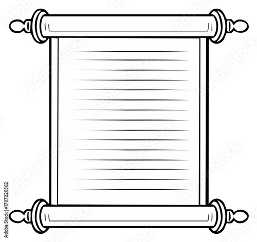 Vintage empty parchment scroll with lines for text vector illustration