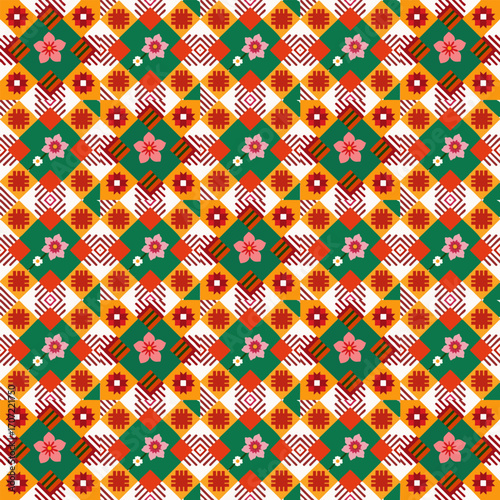 seamless pattern in the traditional style of the hungarian embroidery.