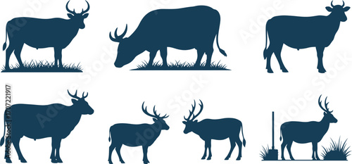 Collection of stylized silhouettes of various farm and wild animals, showcasing diversity in nature.