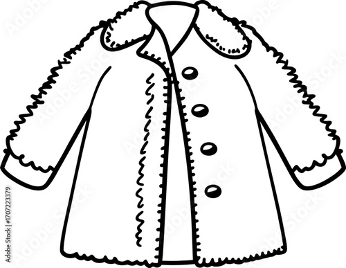 Warm winter coat with fluffy collar and cuffs thick outerwear clothing for cold weather, cozy protection, button up design