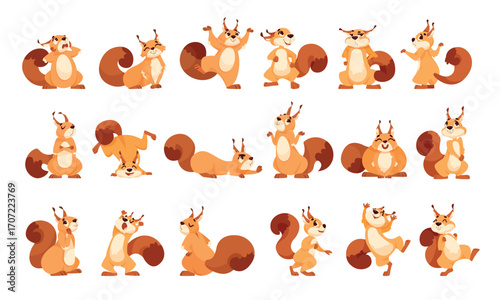 Charming and Cute Pixel Art Squirrels Displayed in Various Playful and Fun Poses