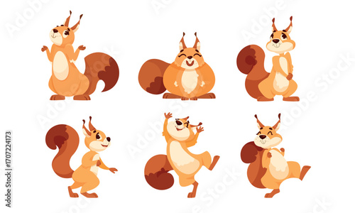 Charming and delightful Pixel Art Squirrels depicted in Various Fun and Unique Poses