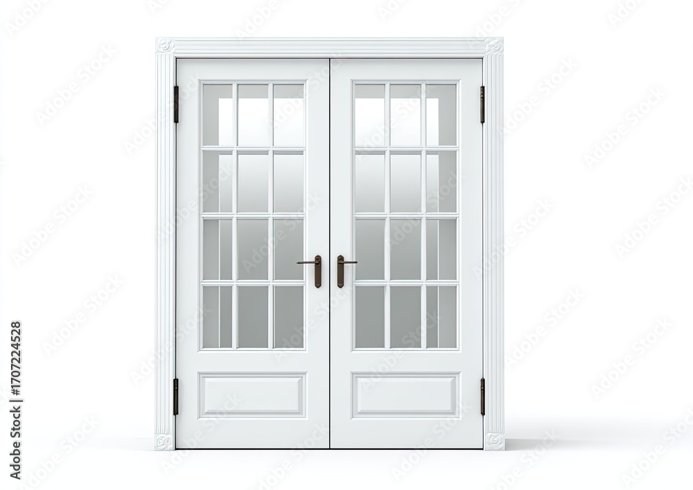 Fototapeta premium White double doors with glass panes (1)