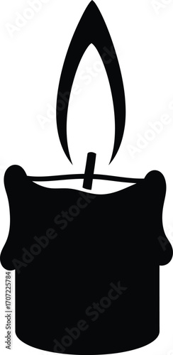 Black and white silhouette of a lit candle.