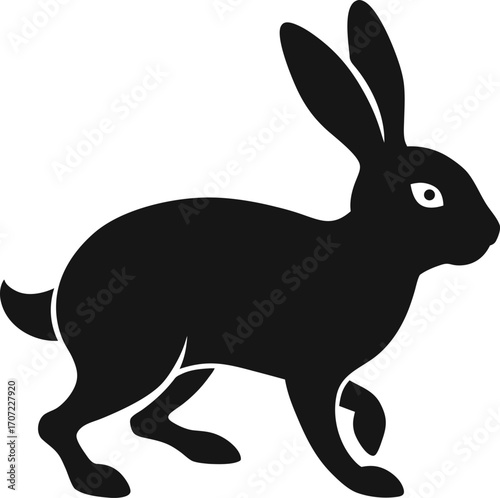 Vector art of black silhouette of a rabbit walking