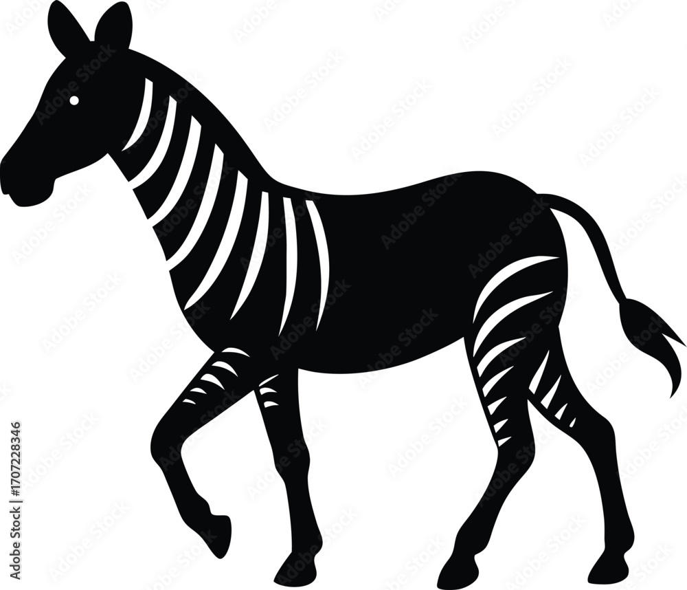 Obraz premium Vector art of silhouette of a zebra walking