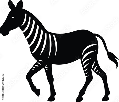 Vector art of silhouette of a zebra walking