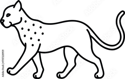 Wallpaper Mural Vector art of stylized line art illustration of a walking leopard Torontodigital.ca