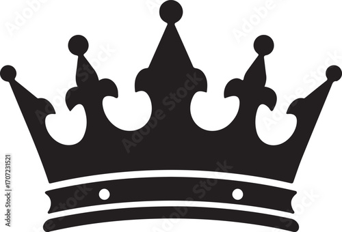Elegant Crown Silhouette For Queen Or King, Minimalist Black On White Background