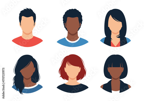 Diverse group of people avatars representing different genders and ethnicities.