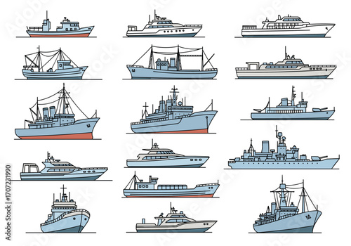 Collection of various ships and vessels.