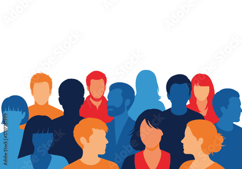 A diverse group of people are gathered together.