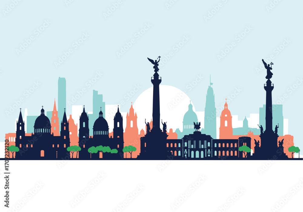 Fototapeta premium A beautiful skyline of historic buildings and modern architecture.