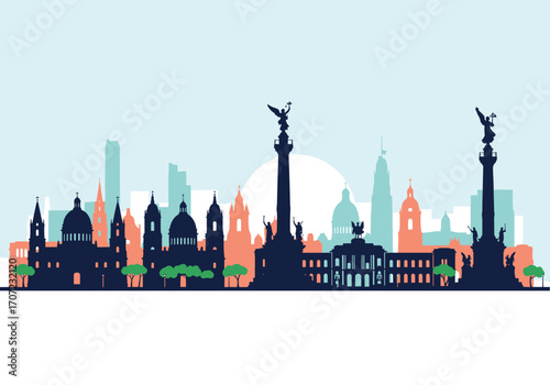 A beautiful skyline of historic buildings and modern architecture.