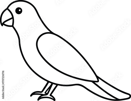 Vector art of simple line drawing of a parrot