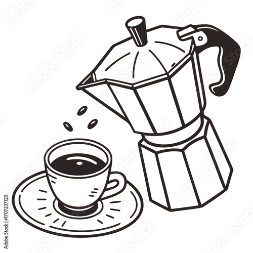Minimalist flat illustration of a small espresso cup