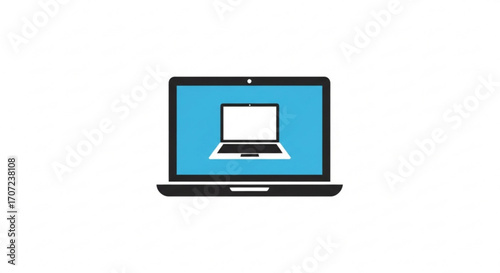 Sleek laptop graphic with nested screens, ideal for tech blogs, software reviews, and modern business presentations needing a clean, scalable symbol of technology, originally a vector