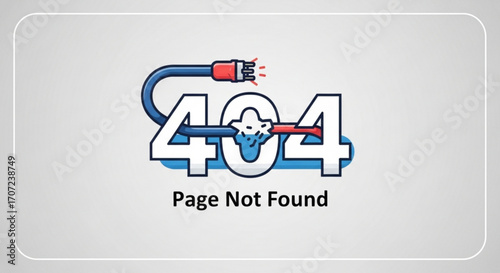Stylized 404 error page design for website maintenance and downtime announcements, depicting a broken connection and "Page Not Found" message for online service disruption