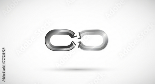 Modern metallic chain link with arrow heads, representing connection, synergy, and collaboration, ideal for business, technology, and digital marketing concepts, originally a scalable vector graphic