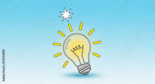 Brilliant idea concept with shining lightbulb and star, perfect for innovation, problem-solving, and creative solutions in business, education, and technology projects