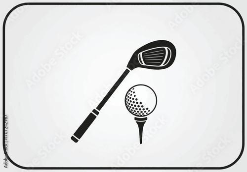 Crossed wedge golf club, Flat Black golf club silhouette, Pair of iron or wedge golf club flat vector icon