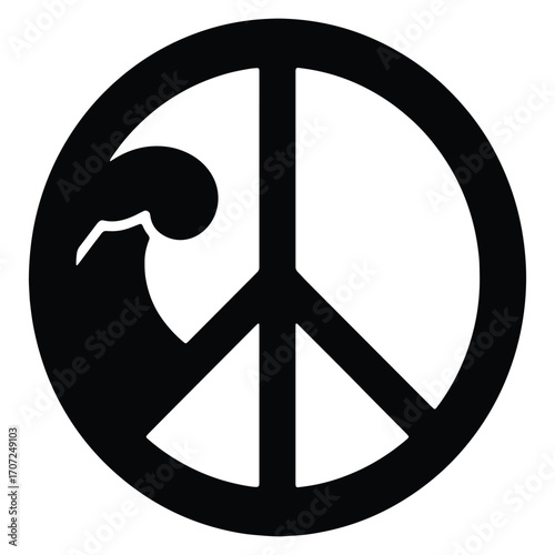 Peace Symbol with Ocean Wave Design Promoting Harmony and Serenity for Coastal Communities and Environmental Awareness Initiatives