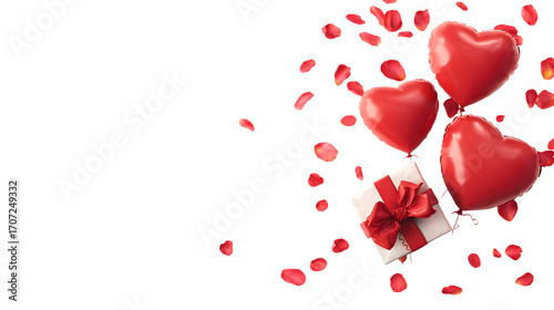 red hearts  with patels on white background