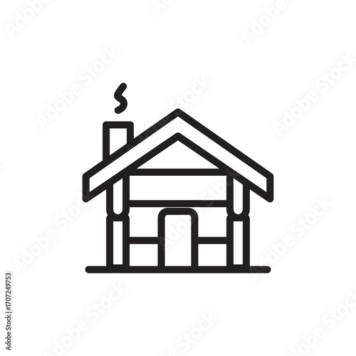 Editable Cabin House Icon Home, Cottage, Lodge Vector Illustration