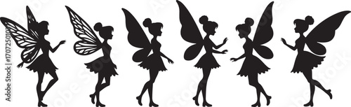 Elegant Fairy Silhouettes Dancing Gracefully in Mystical Shadow Realm