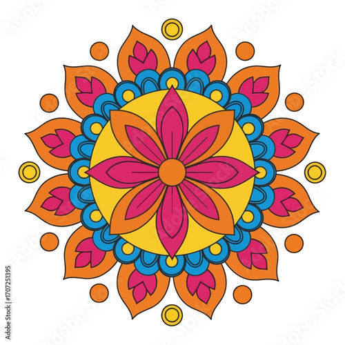 Colorful Diwali Mandala Design A Vibrant and Festive Celebration for Decorations and Art