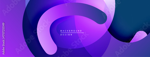 Abstract fluid shapes, purple hues dominate. Gradient transitions create dynamic visual flow. Modern design element.