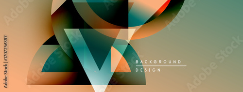 Abstract geometric shapes blend, creating dynamic visual texture. Soft gradients offer modern aesthetic appeal. Background design element.