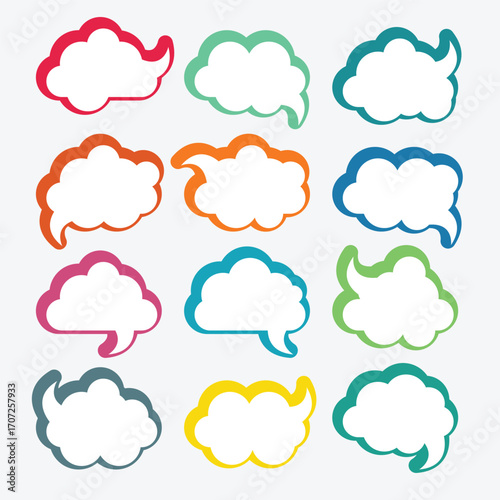 Pack of empty color comic speech set bubbles.