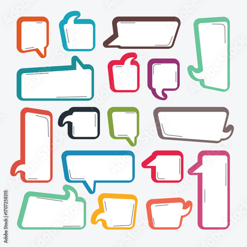 Pack of empty color comic speech set bubbles.