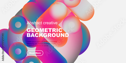 Vibrant abstract shapes, colorful gradients, geometric design. Modern background for websites, presentations, digital art.