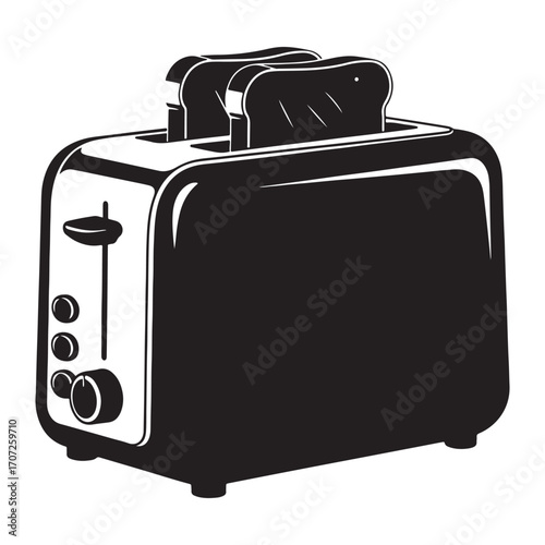 Toaster Silhouette with Toast Slices