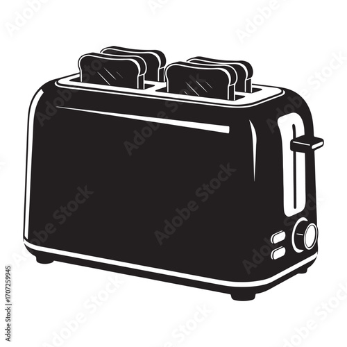 Toaster Silhouette with Toast Slices