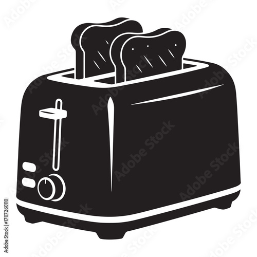 Toaster Silhouette with Toast Slices