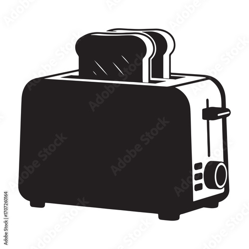 Toaster Silhouette with Toast Slices